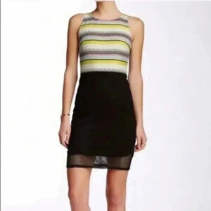 Anthropologie Weston Sleeveless Fitted Sheath Dress Mesh Cutout Hem Size S Small